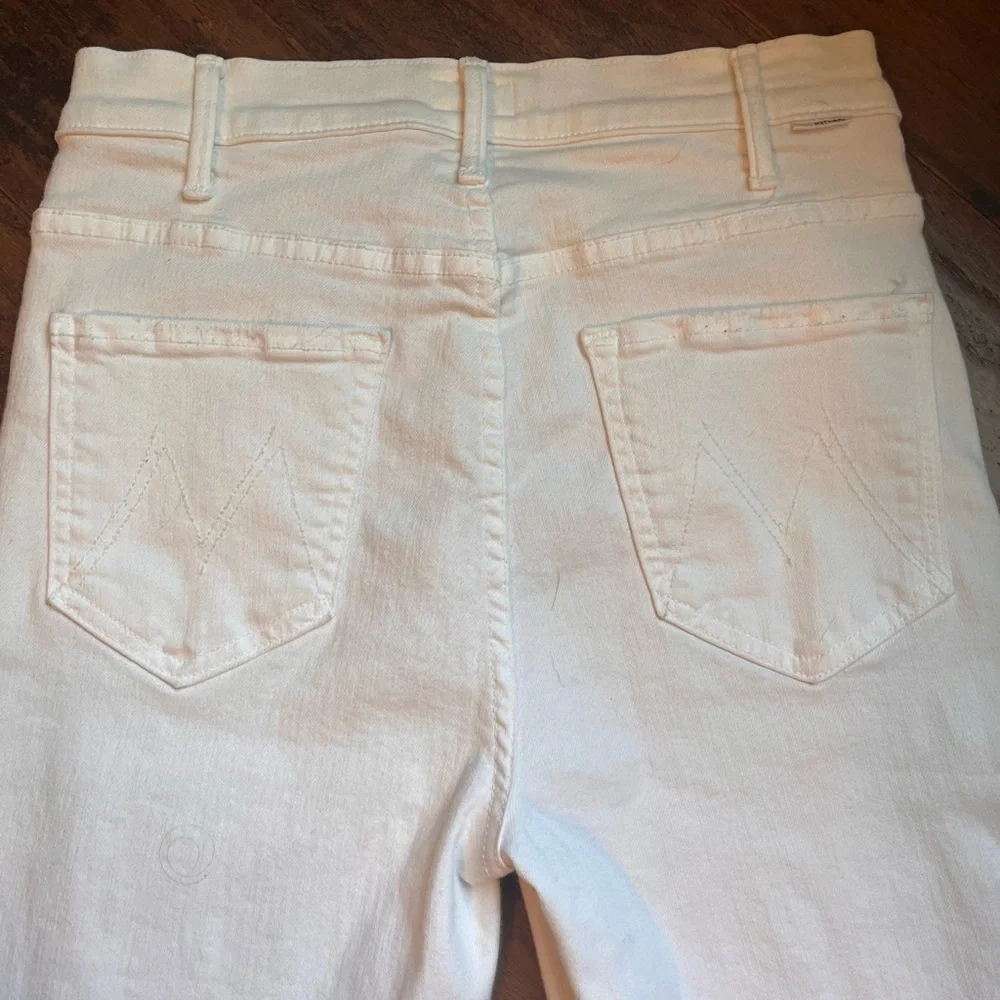 MOTHER Hustler Ankle Fray White Straight Leg Jeans Size 28 - Picture 12 of 14